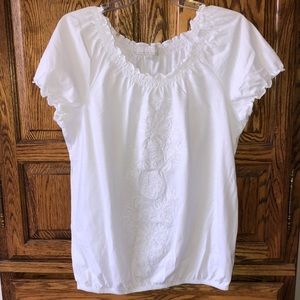 Carolyn Taylor T-shirt with sequins and embroidered front.